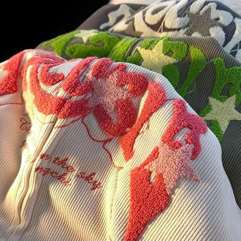 Lässiger Langarm-Sweatshirt-Hoodie mit Stickerei - So ist Leben