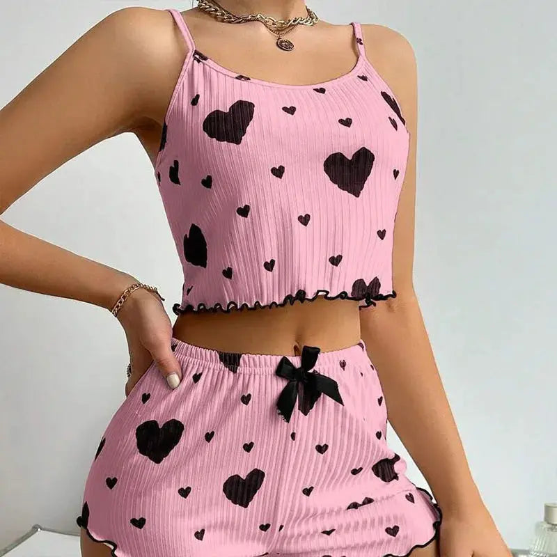 Lässige, weiche, kurze Nachtwäsche-Tanktops mit Liebesdruck - So ist Leben