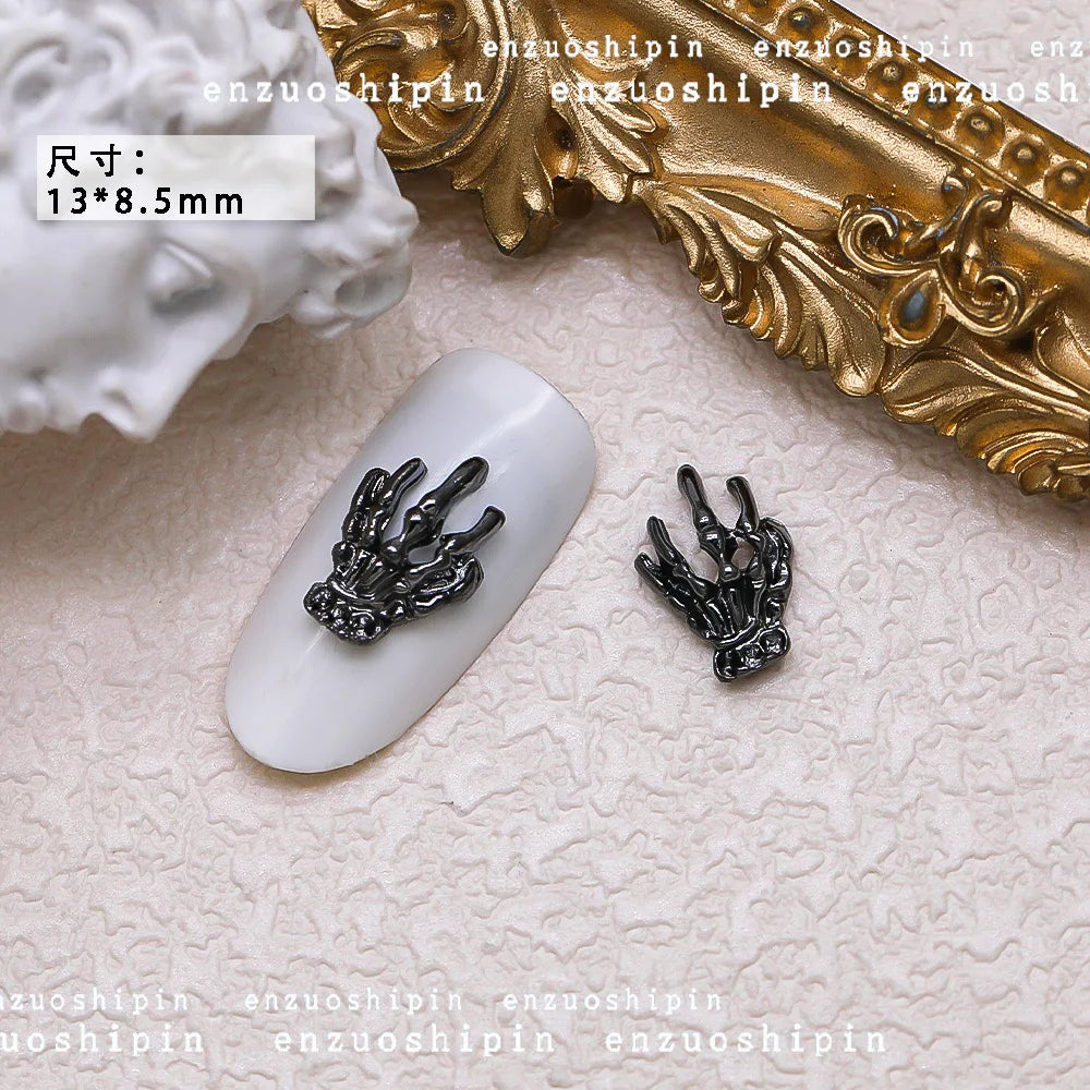 40PCS Dark Alloy Nail art Charms Schädel Bogen Skelett Palm Sinister Zubehör Für Halloween Nägel Dekoration Maniküre Liefert So ist Leben