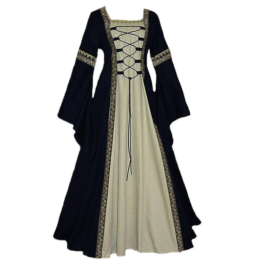 Halloween Frauen Europäischen Mittelalterlichen Gericht Phantasie Vampir Cosplay Kostüm Karneval Vintage Trägerlosen Langarm Elegantes Kleid So ist Leben
