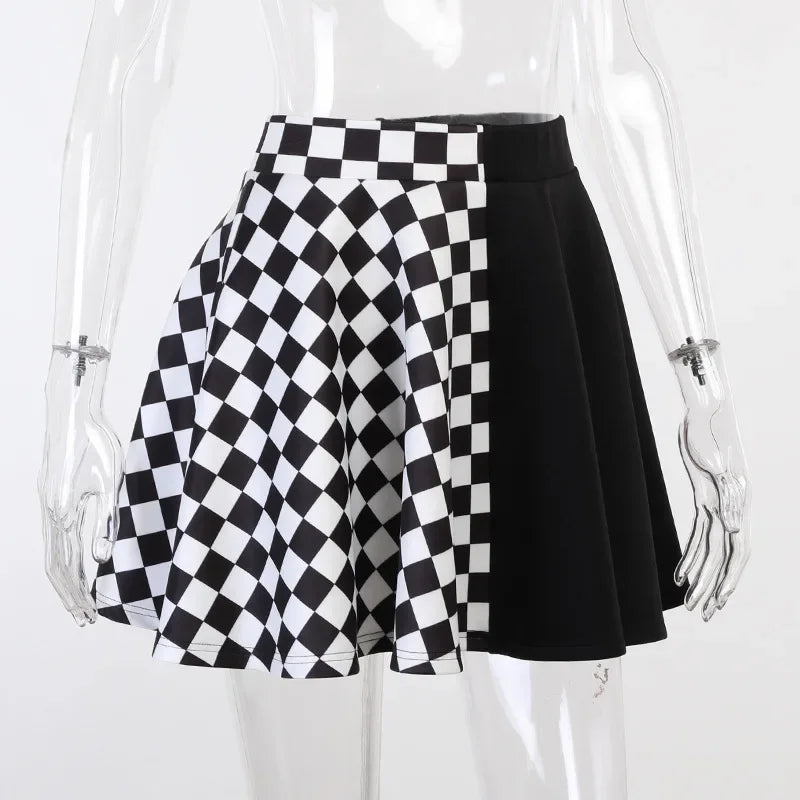 Patchwork Goth Plaid sexy Minirock Frauen Harajuku Mode Falten rock Punk ästhetische Sommer hohe Taille Rock 2021 So ist Leben