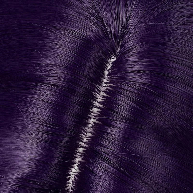 Anime EVA Katsuragi Misato Cosplay Perücke 55 cm Lange Perücke Schwarz Lila Lockiges Haar Hitzebeständige Synthetische Perücken Halloween Party So ist Leben