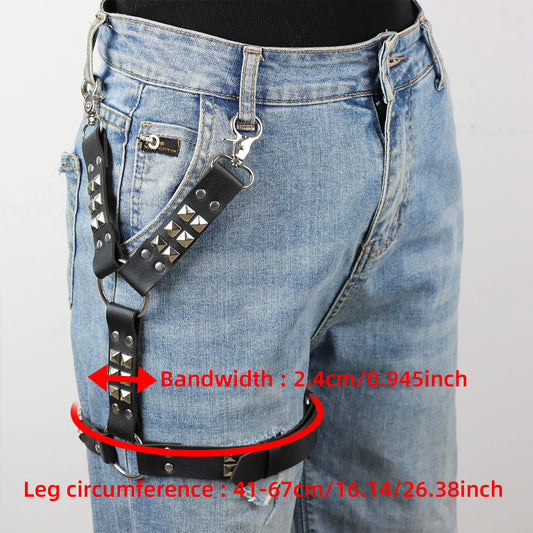 Damen-Gürtel aus dunklem Punk-Stil mit Nietenriemen, Taillen- und Hüftdekoration aus Kunstleder, personalisierbar, mit Nieten an der Taille, Hüfte und Bein So ist Leben