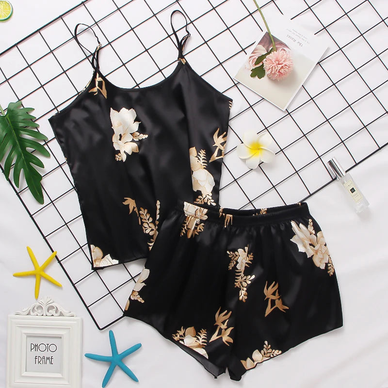 Damen Satin Seide Spitze Cami Weste Shorts Dessous Pyjamas Set Sommer Frauen Pyjamas Sets Zwei Stück Set Pijama Für Frau So ist Leben