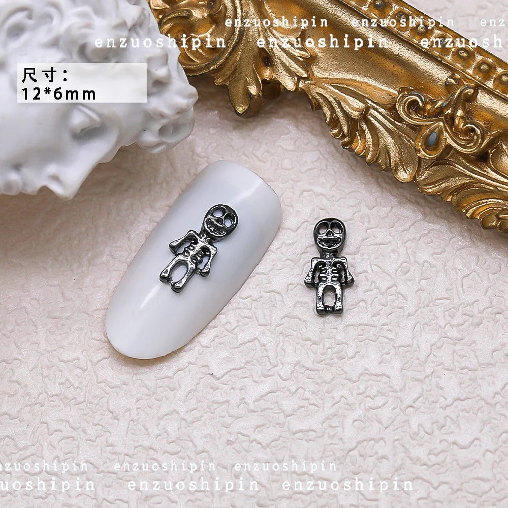 40PCS Dark Alloy Nail art Charms Schädel Bogen Skelett Palm Sinister Zubehör Für Halloween Nägel Dekoration Maniküre Liefert So ist Leben