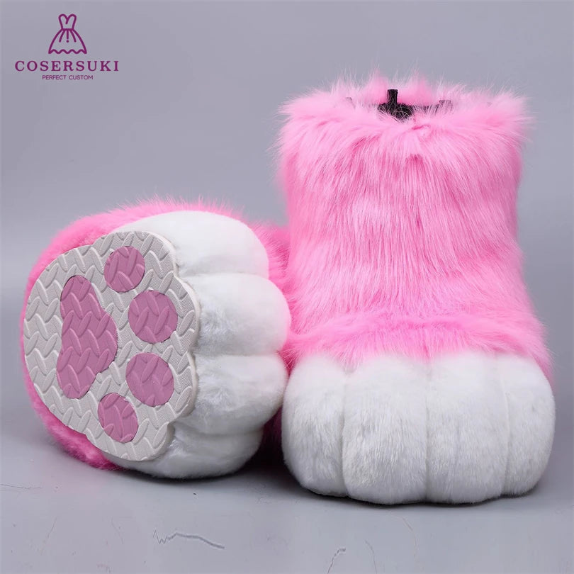 Kigurumi Fursuit Feline und Canine Paw Schuhe Pelzige Cosplay Schuhe Comic Con Performance Schuhe So ist Leben