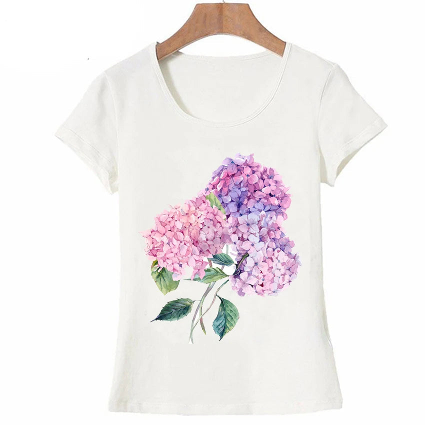 Lässige Aquarellmode mit blühenden rosa Blumen T-Shirt - So ist Leben
