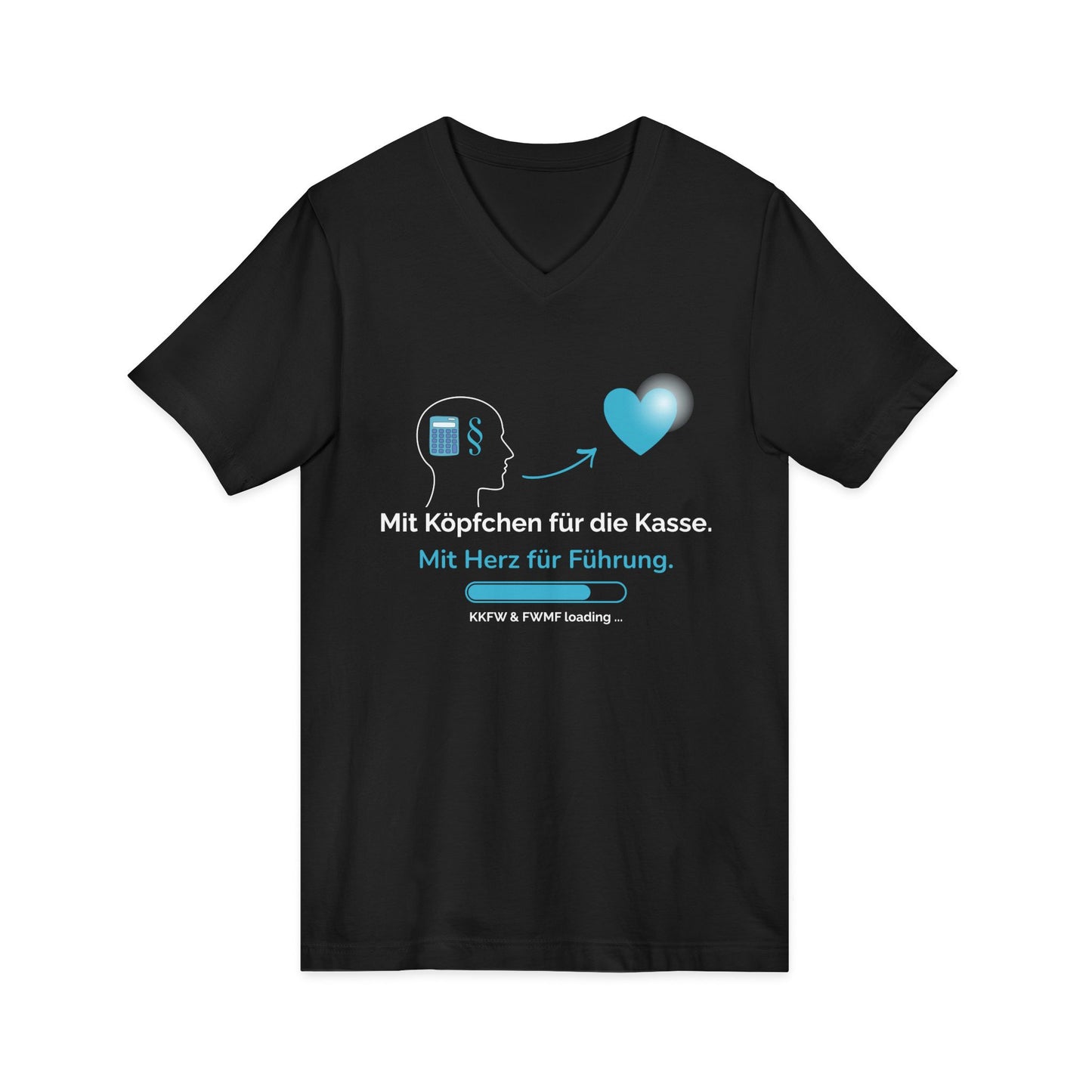 Leadership Heart V-Neck Tee — "Mit Köpfchen für die Kasse. Mit Herz für Führung."