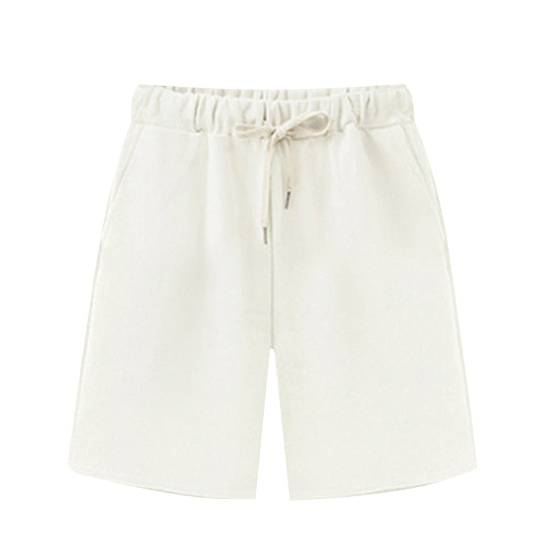 Solid Color Women's Summer High Waist 150kg Five-Point Pants Large Size Drawstring Sports Casual Pants Plus Size Slim Straight-Leg Pants Weizhong So ist Leben