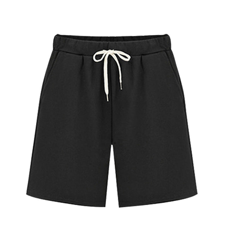 Solid Color Women's Summer High Waist 150kg Five-Point Pants Large Size Drawstring Sports Casual Pants Plus Size Slim Straight-Leg Pants Weizhong So ist Leben