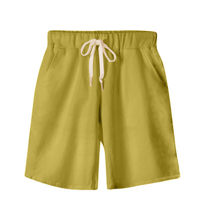 Solid Color Women's Summer High Waist 150kg Five-Point Pants Large Size Drawstring Sports Casual Pants Plus Size Slim Straight-Leg Pants Weizhong So ist Leben