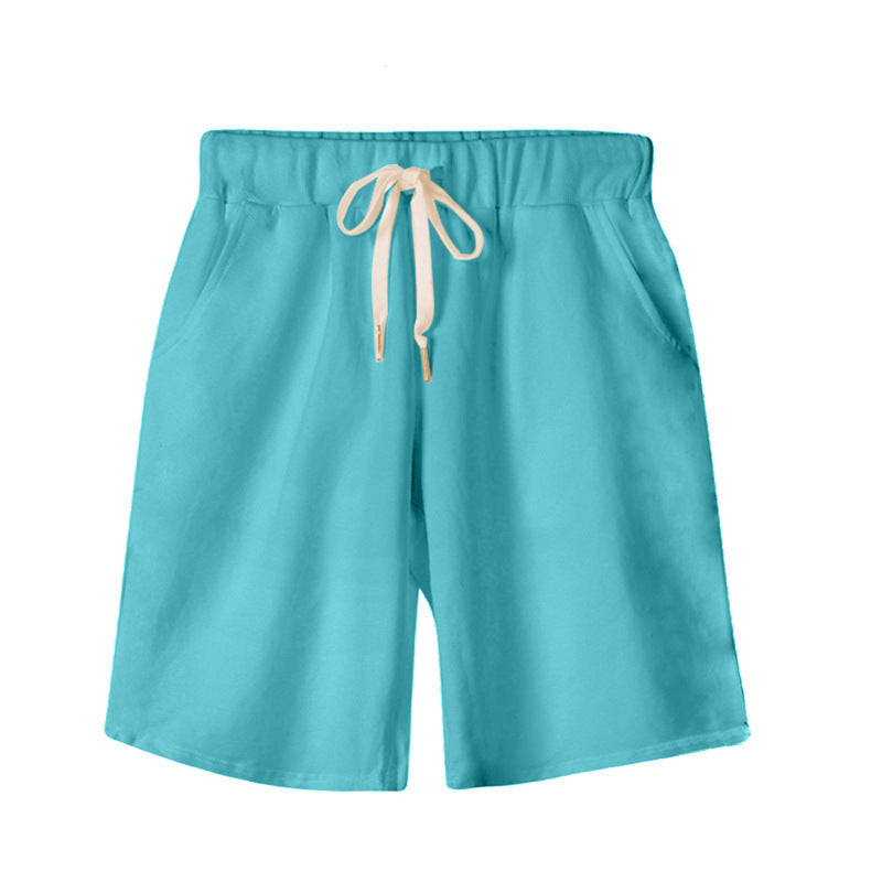 Solid Color Women's Summer High Waist 150kg Five-Point Pants Large Size Drawstring Sports Casual Pants Plus Size Slim Straight-Leg Pants Weizhong So ist Leben
