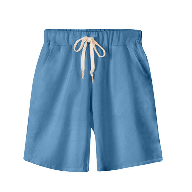 Solid Color Women's Summer High Waist 150kg Five-Point Pants Large Size Drawstring Sports Casual Pants Plus Size Slim Straight-Leg Pants Weizhong So ist Leben