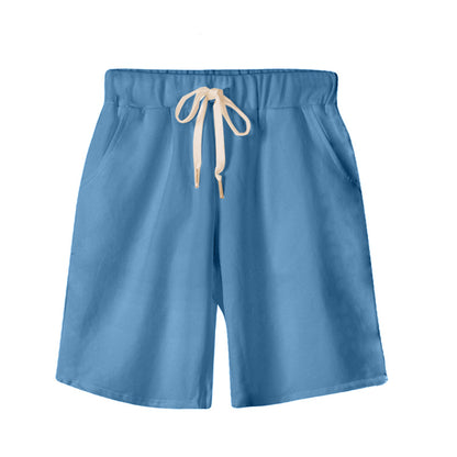 Solid Color Women's Summer High Waist 150kg Five-Point Pants Large Size Drawstring Sports Casual Pants Plus Size Slim Straight-Leg Pants Weizhong So ist Leben