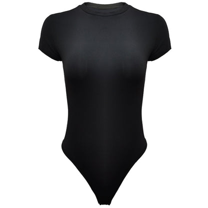 2025 summer new casual women's clothing Europe and the United States cross-border short sleeve jumpsuit foreign trade tight jumpsuit bodysuit So ist Leben