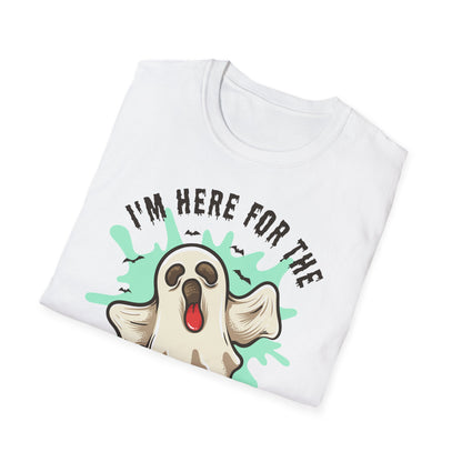 Halloween Ghost T-Shirt, I’m Here for the Boo Tee, Unisex Graphic Shirt, Spooky Season Top, Fun Costume T-Shirt Printify