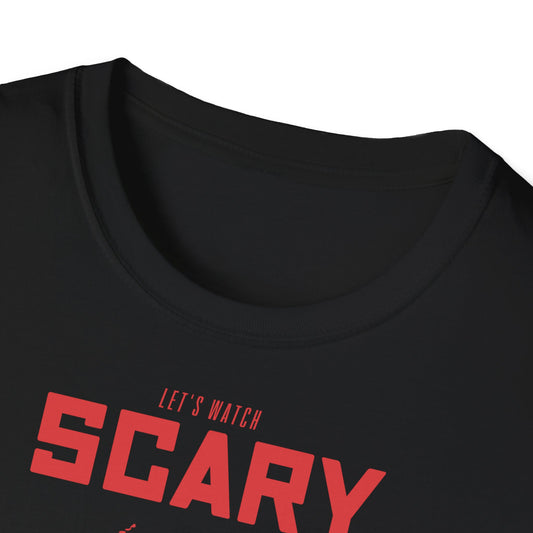 Scary Movies Unisex Softstyle T-Shirt, Halloween Apparel, Movie Night Tee, Horror Fan Gift, Casual Wear Printify