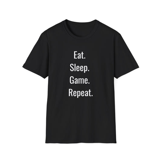 eat. sleep. game. repeat. T‑Shirt aus Baumwolle Printify