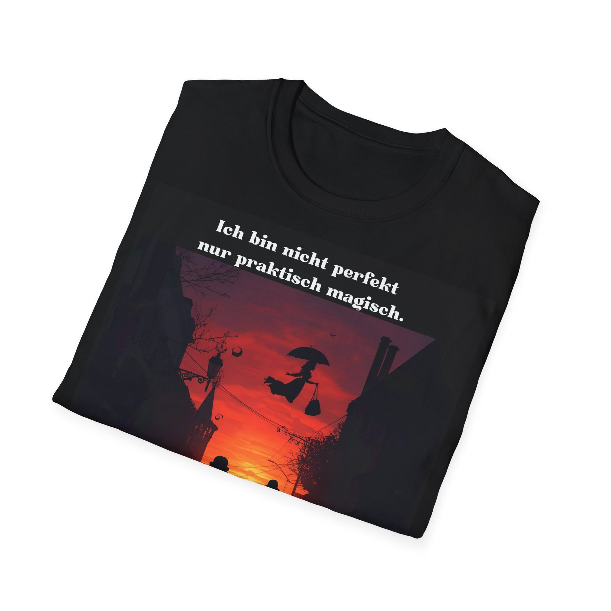 Magical Themed Unisex Softstyle T-Shirt - "Ich bin nicht perfekt, nur praktisch magisch" Printify