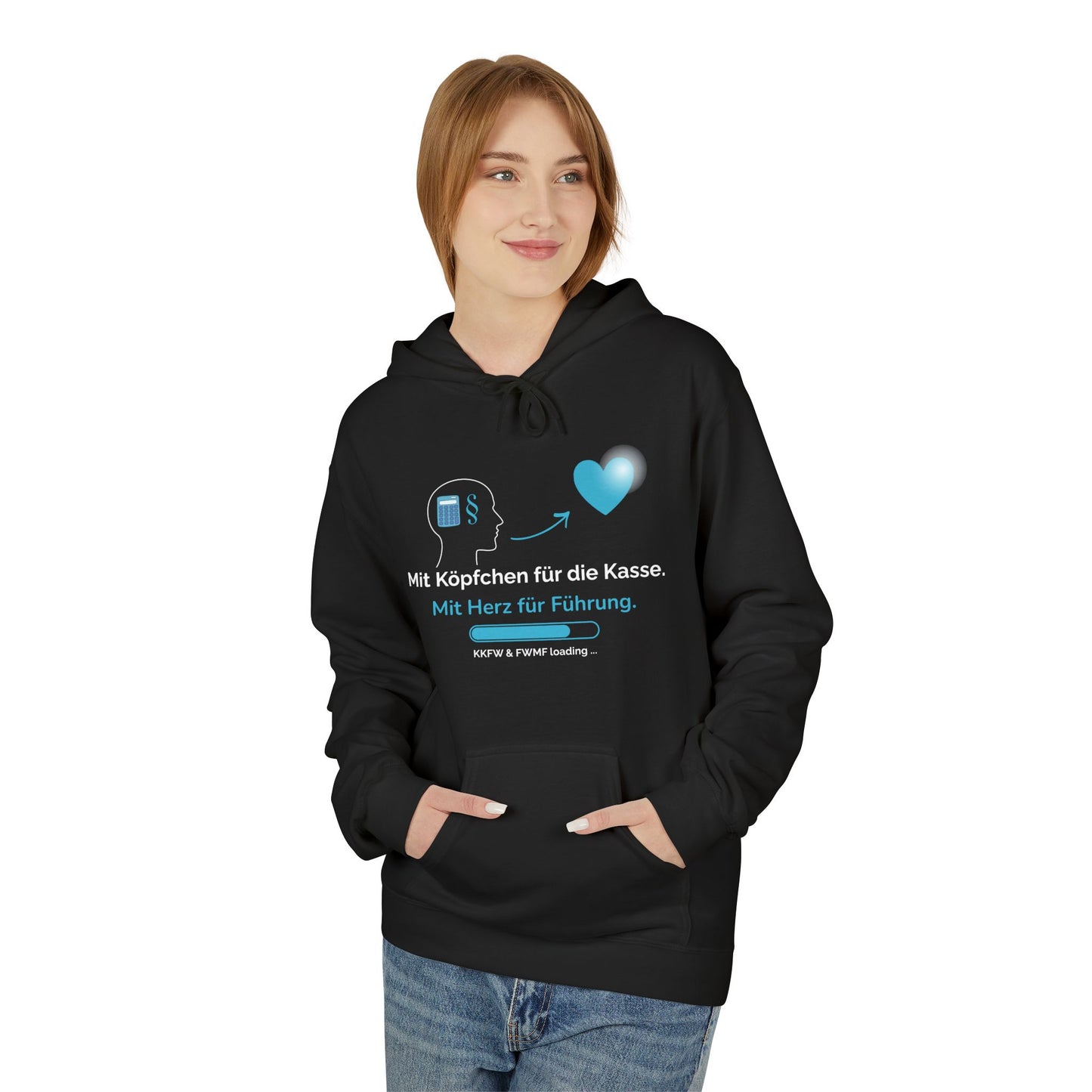 Hoodie – "Mit Köpfchen für die Kasse. Mit Herz für Führung." German Leadership Cashier Pullover