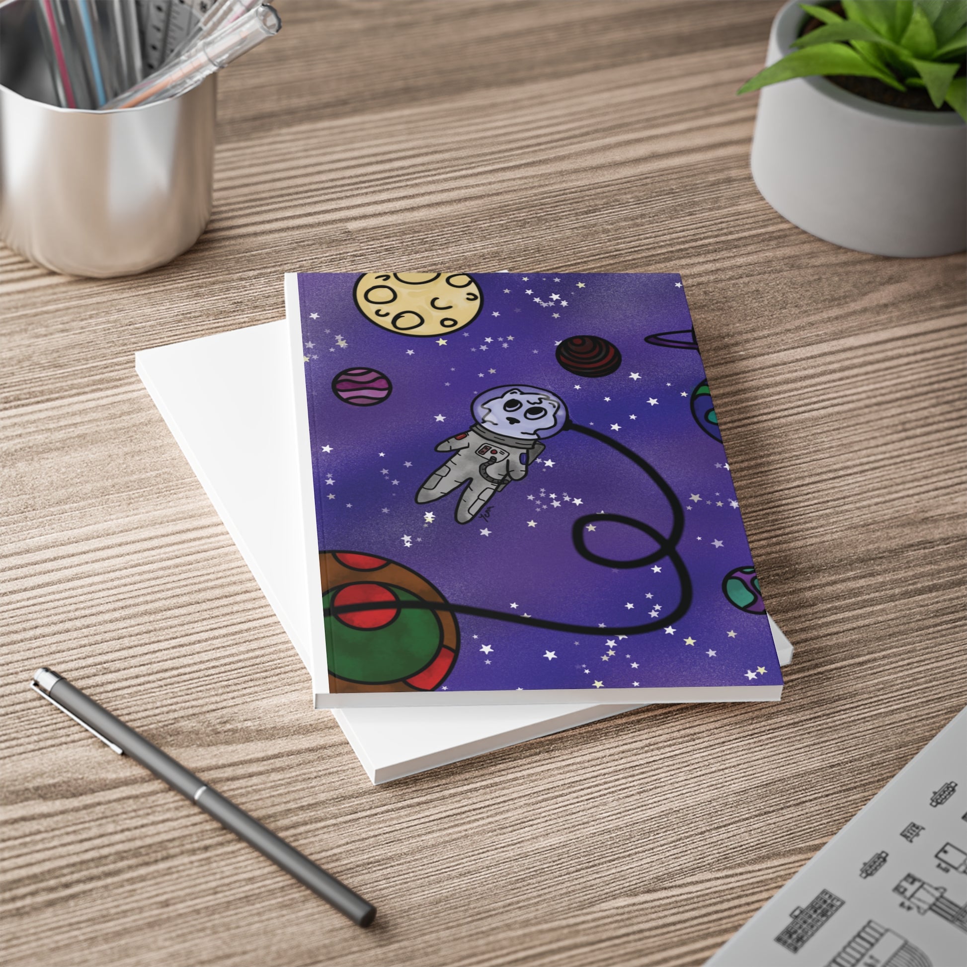 Cosmic Adventure Softcover Notebook | A5 Astronaut Design, Journal for Space Lovers, Gift for Students, Sketchbook, Notebook for Kids Printify