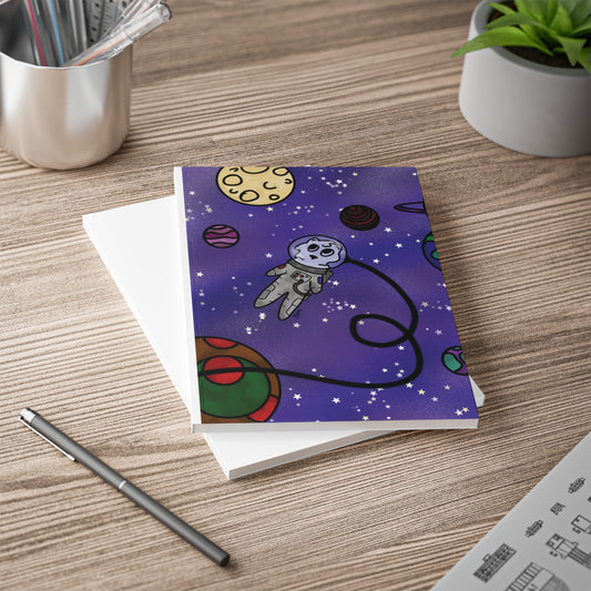 Cosmic Adventure Softcover Notebook | A5 Astronaut Design, Journal for Space Lovers, Gift for Students, Sketchbook, Notebook for Kids Printify