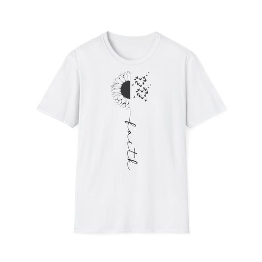 Faith Sunflower Unisex Softstyle T-Shirt - Inspirational Graphic Tee