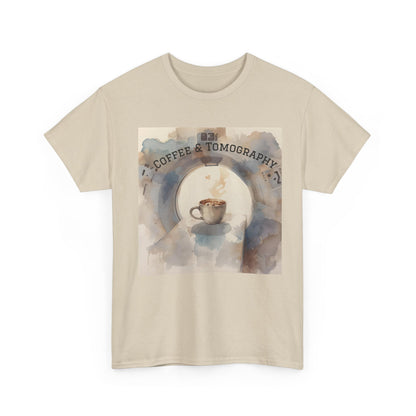 Coffee & Tomography Tee, Artsy Coffee Lover Shirt, Unisex Cotton T-Shirt, Gift for Coffee Enthusiasts, Casual Wear, Coffee Culture Fashion Printify