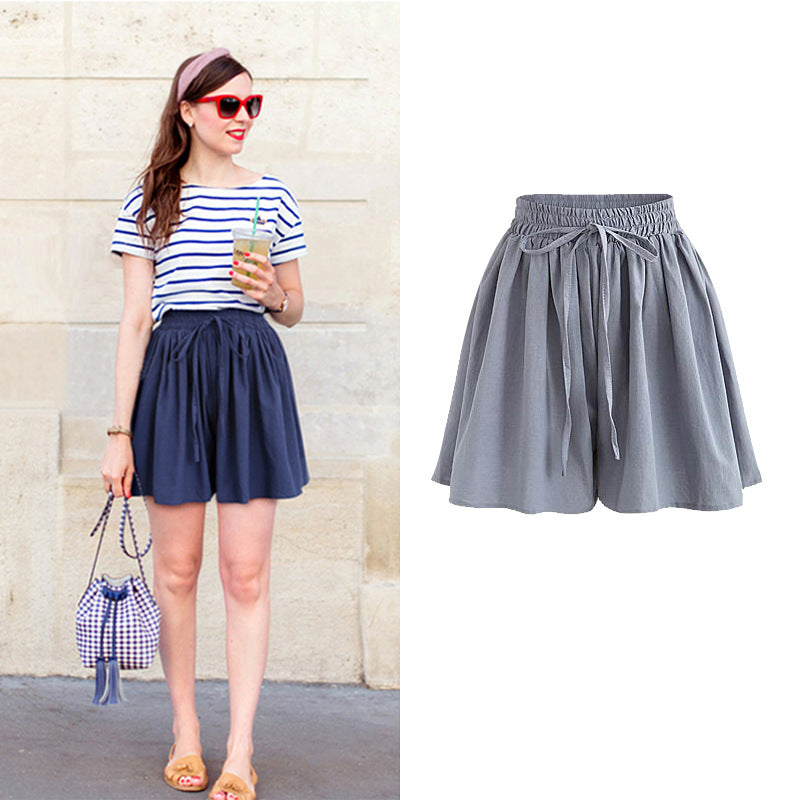 Large Size Wide Leg Shorts for Women Summer Plus Fat New Chiffon Pants Skirt Single Layer Elastic Waist Loose Versatile Korean Style Casual Pants So ist Leben
