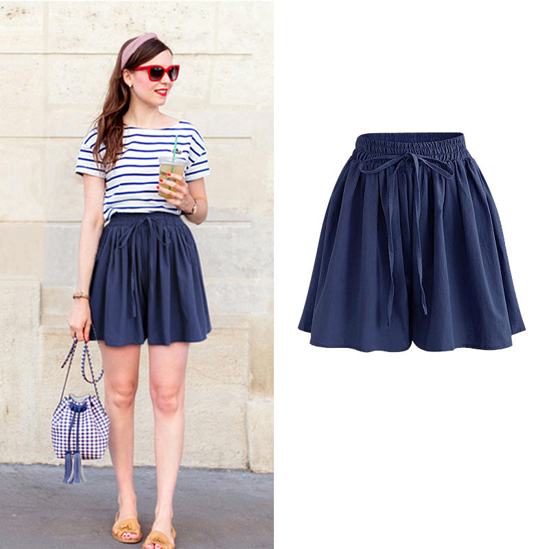 Large Size Wide Leg Shorts for Women Summer Plus Fat New Chiffon Pants Skirt Single Layer Elastic Waist Loose Versatile Korean Style Casual Pants So ist Leben