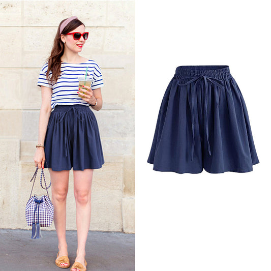 Large Size Wide Leg Shorts for Women Summer Plus Fat New Chiffon Pants Skirt Single Layer Elastic Waist Loose Versatile Korean Style Casual Pants So ist Leben