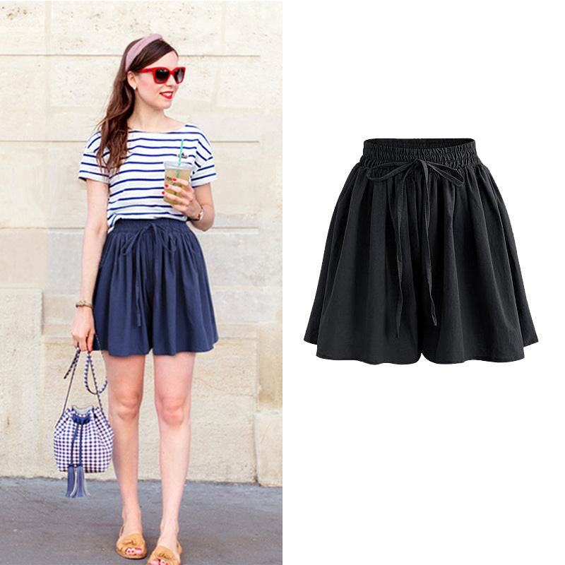 Large Size Wide Leg Shorts for Women Summer Plus Fat New Chiffon Pants Skirt Single Layer Elastic Waist Loose Versatile Korean Style Casual Pants So ist Leben