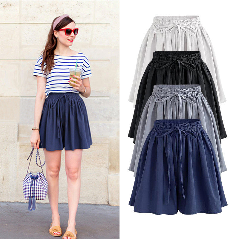 Large Size Wide Leg Shorts for Women Summer Plus Fat New Chiffon Pants Skirt Single Layer Elastic Waist Loose Versatile Korean Style Casual Pants So ist Leben