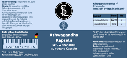 Ashwagandha (10% Withanolide) – 90 vegane Kapseln für moderne Routinen ChanceToBrand