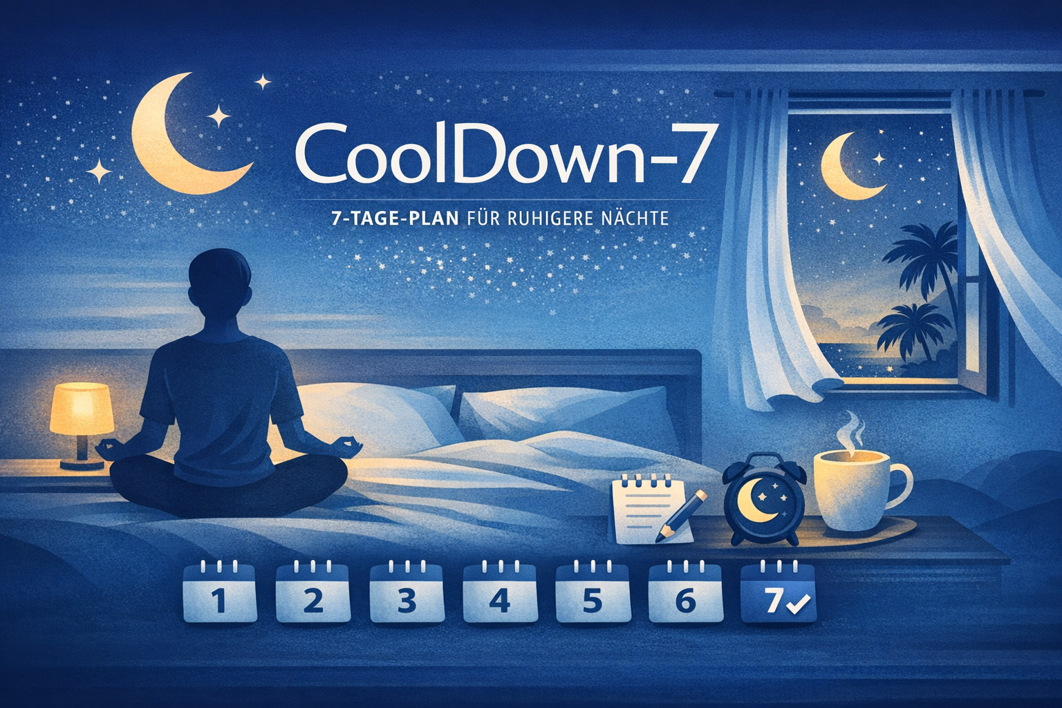 CoolDown‑7 · 7‑Tage‑Plan für ruhigere Nächte So ist Leben
