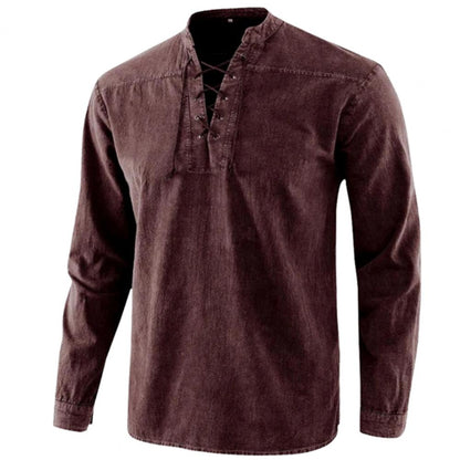 Männer Ritter mittelalterliche Tunika Vintage Lace Up Renaissance römische Hemden Halloween Kostüm für Erwachsene Wikinger Pirat Cosplay für Dating So ist Leben