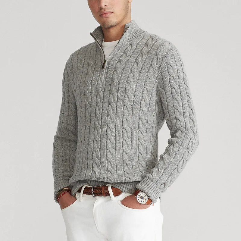 8509 Herbst Winter Männer Gestrickte Mock Neck Pullover Mode Warm Halten Twist Business Casual Herren Langarm Strickwaren Tops So ist Leben