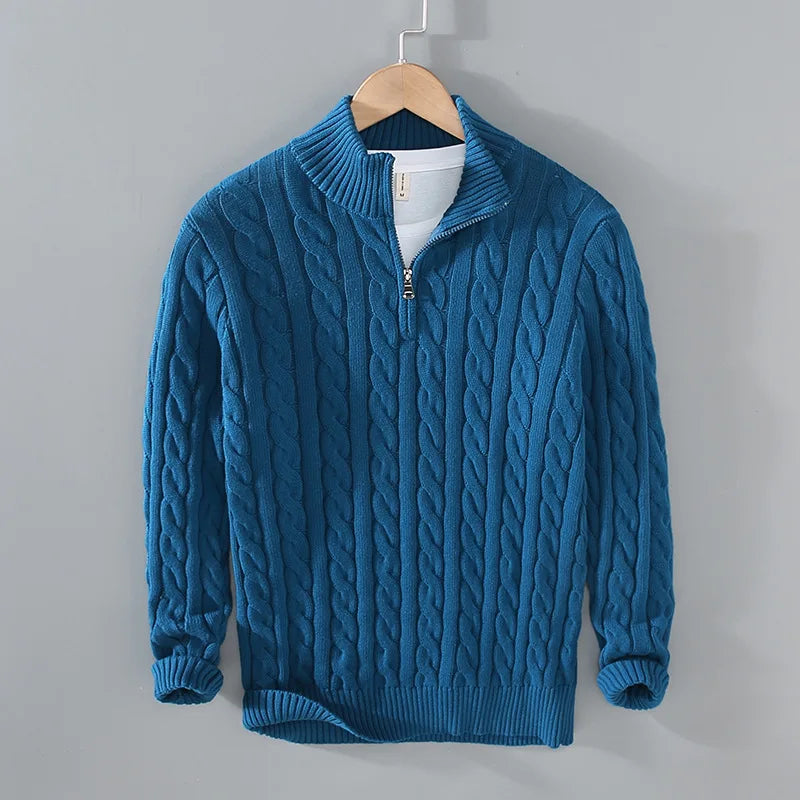 8509 Herbst Winter Männer Gestrickte Mock Neck Pullover Mode Warm Halten Twist Business Casual Herren Langarm Strickwaren Tops So ist Leben