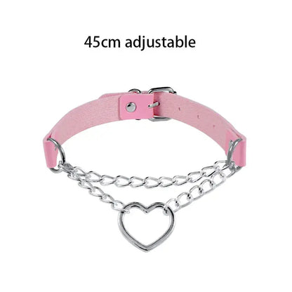 Gothic Heart Lock Choker – Punk Rivet Necklace with Key | Cosplay, Bondage-Inspired Jewelry for Women - So ist Leben