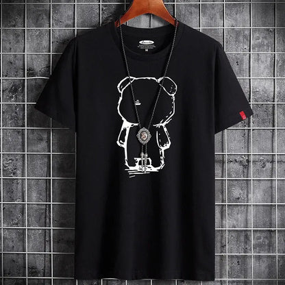 Men's Oversized Anime T-Shirt, White, Gothic Punk Style - So ist Leben