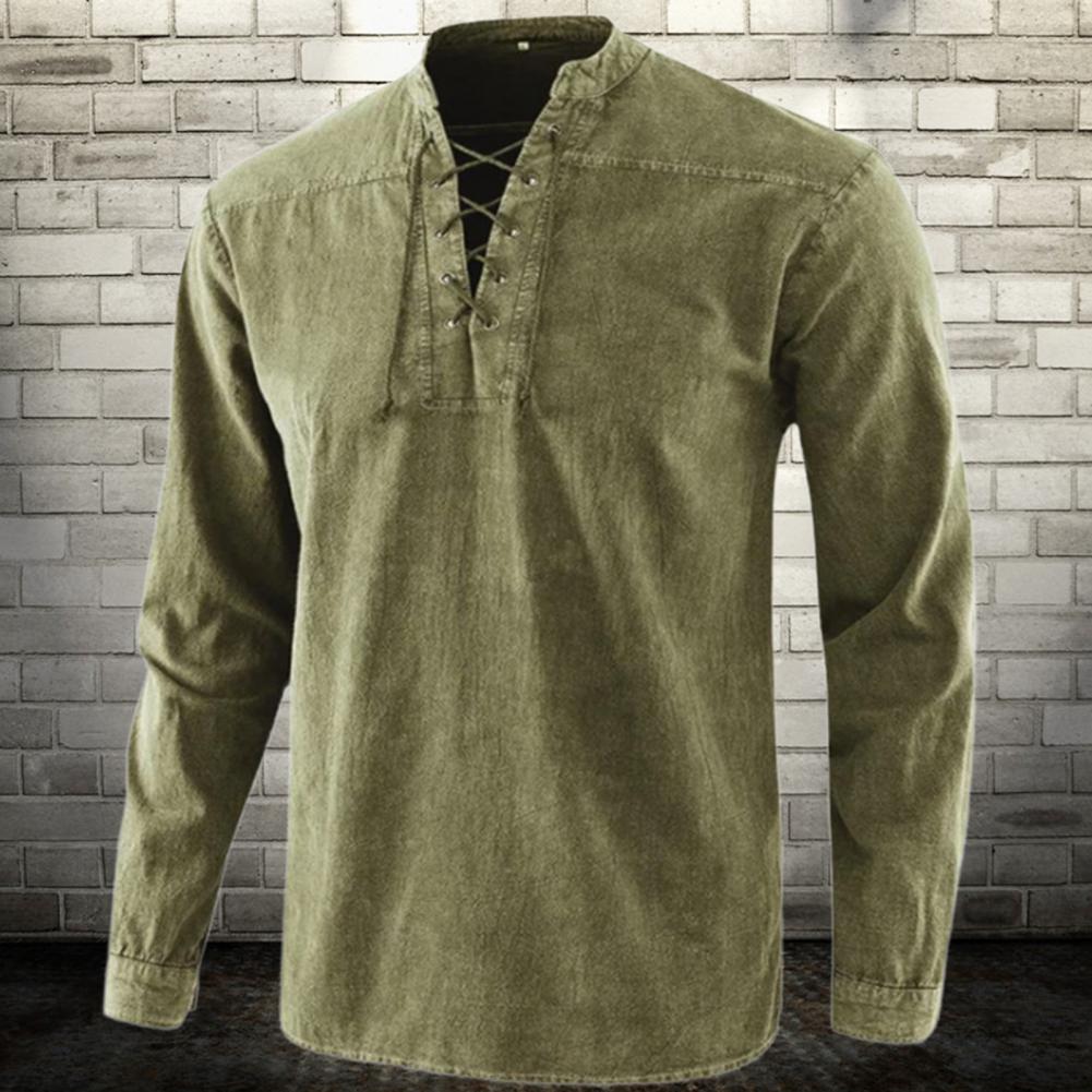 Männer Ritter mittelalterliche Tunika Vintage Lace Up Renaissance römische Hemden Halloween Kostüm für Erwachsene Wikinger Pirat Cosplay für Dating So ist Leben