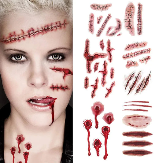 6 stücke Halloween Blutige Wunde Tattoo Aufkleber Trick Scary Wasserdicht Temporäre Tattoo DIY Gefälschte Tattoo Halloween Party Dekoration So ist Leben
