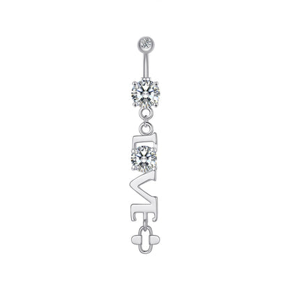 Dainsty baumelnde Bauchnabelringe Chirurgenstahl 14G Bar Nabelpiercing Ring Kristall CZ Biene Blume Herz Bauchring Ohrschmuck So ist Leben