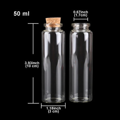 24 Stück 10 ml, 15 ml, 20 ml, 25 ml, 30 ml, niedliche Klarglasflaschen mit Korken, leere Gewürzflaschen, Gläser, DIY-Bastelfläschchen - So ist Leben