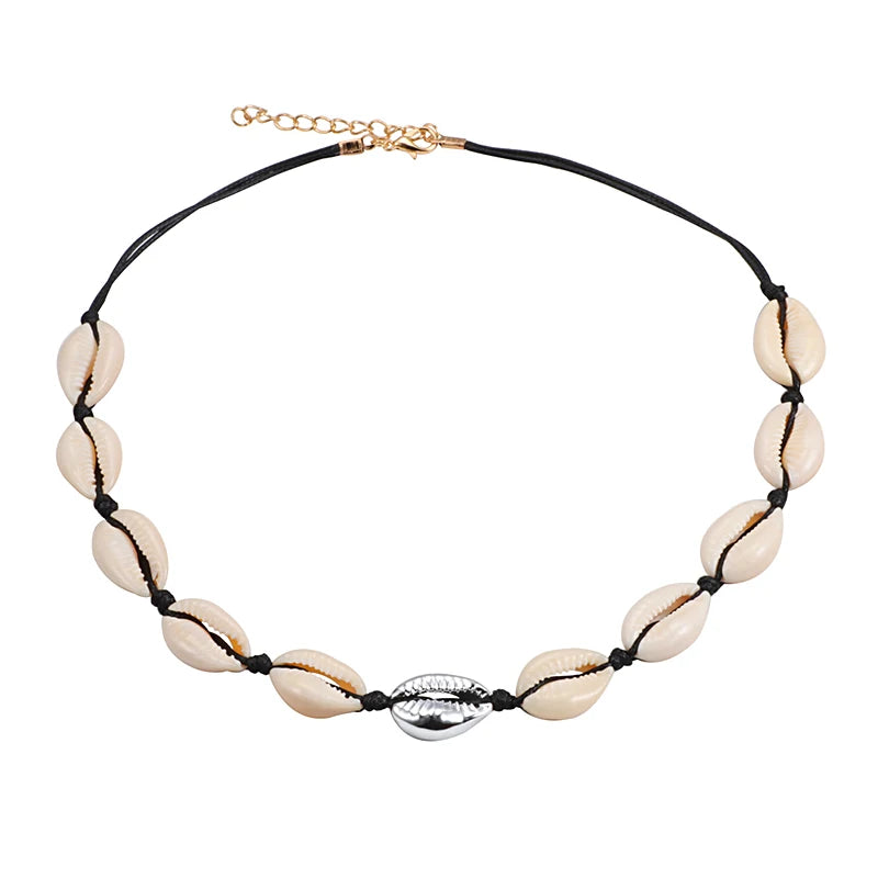 Heißer Muschel Muschel Halskette Frauen Schmuck Sommer Strand Shell Halsband Böhmischen Seil Kauri Perlen Halsketten Handgemachte Kragen Weibliche So ist Leben