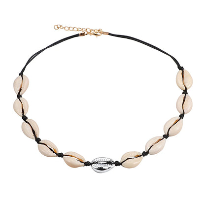 Heißer Muschel Muschel Halskette Frauen Schmuck Sommer Strand Shell Halsband Böhmischen Seil Kauri Perlen Halsketten Handgemachte Kragen Weibliche So ist Leben
