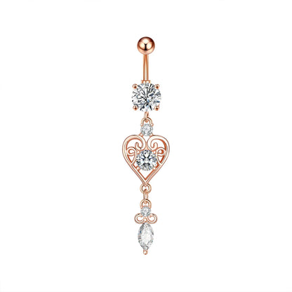 Dainsty baumelnde Bauchnabelringe Chirurgenstahl 14G Bar Nabelpiercing Ring Kristall CZ Biene Blume Herz Bauchring Ohrschmuck So ist Leben
