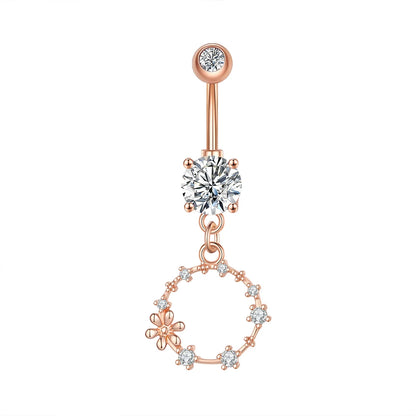 Dainsty baumelnde Bauchnabelringe Chirurgenstahl 14G Bar Nabelpiercing Ring Kristall CZ Biene Blume Herz Bauchring Ohrschmuck So ist Leben