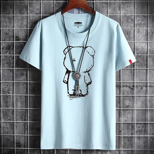 Men's Oversized Anime T-Shirt, White, Gothic Punk Style - So ist Leben
