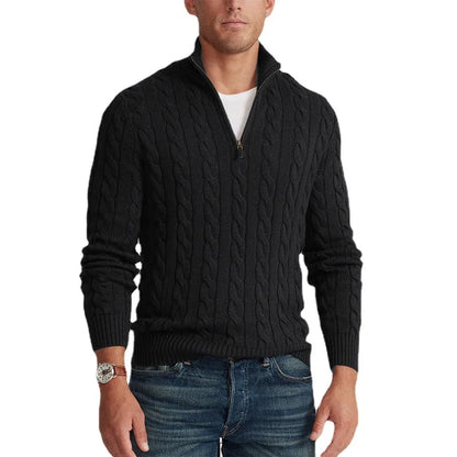 8509 Herbst Winter Männer Gestrickte Mock Neck Pullover Mode Warm Halten Twist Business Casual Herren Langarm Strickwaren Tops So ist Leben